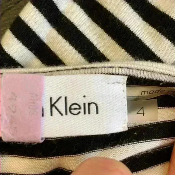 Calvin Klein V-neck Wrap Dress Black White/Black - Picture 6 of 8